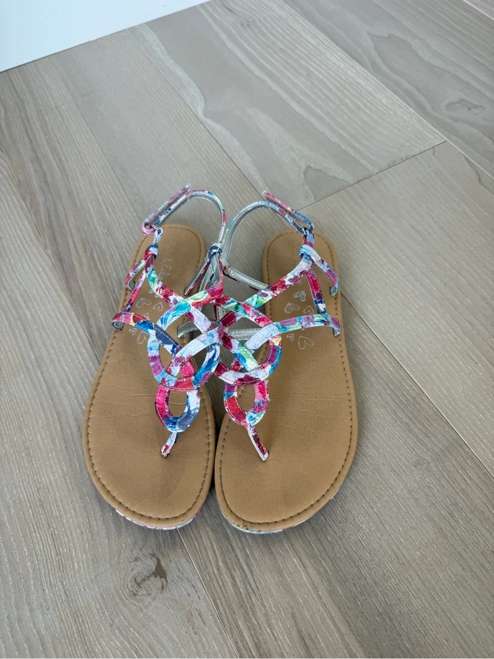 Girls' Colorful Knot-Strap Sandals with Tan Footbed